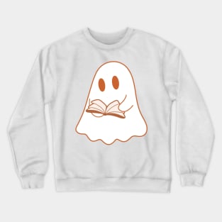 A cute, reading ghost with a book Crewneck Sweatshirt